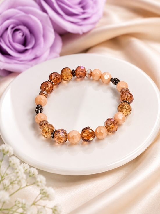 Handmade Jewelry - 🌸2/$16🌸 Faceted Brown Amber Beaded Stretch Bracelet